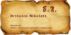Britvics Nikolett névjegykártya